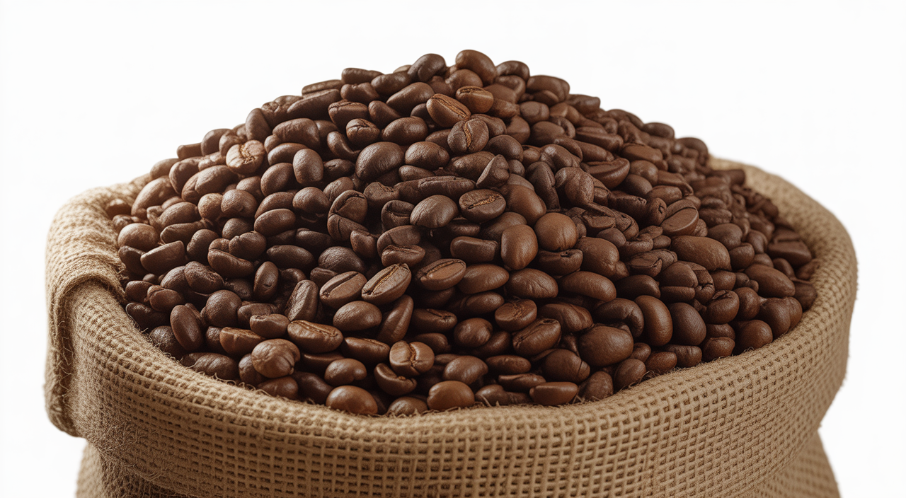 Close-up shot of a hand grinding roasted coffee beans with a manual grinder.