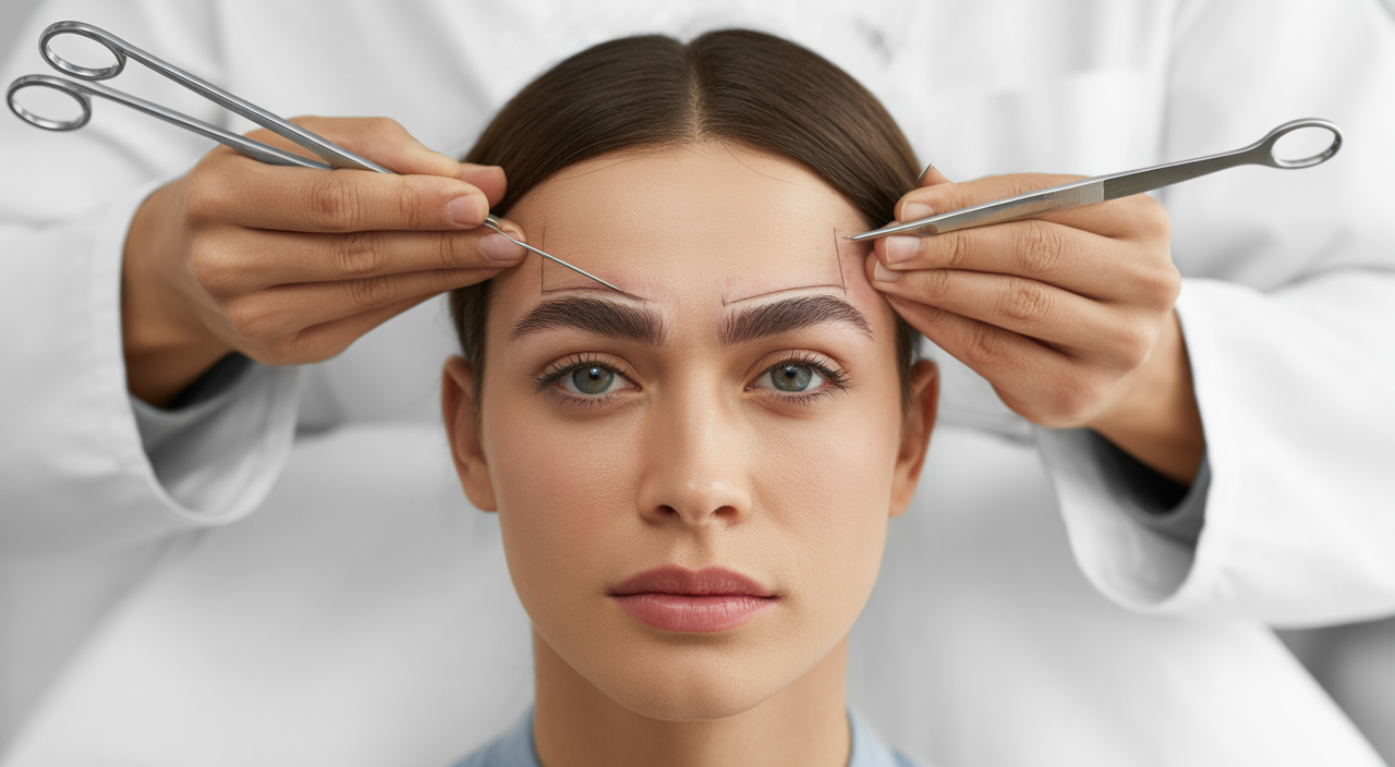 Eyebrow transplant in Turkey close-up result on a female patient