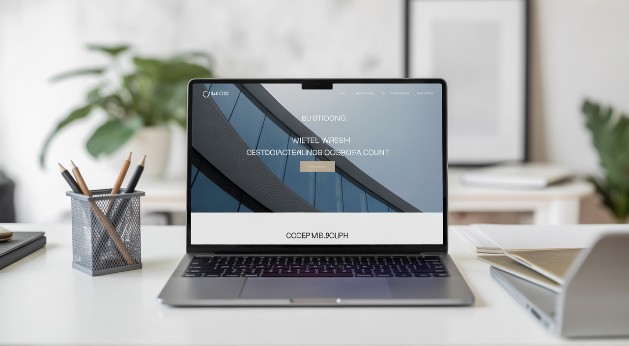 Modern laptop showcasing professional website design on a clean desk with minimalistic office setup for Madison WI web services